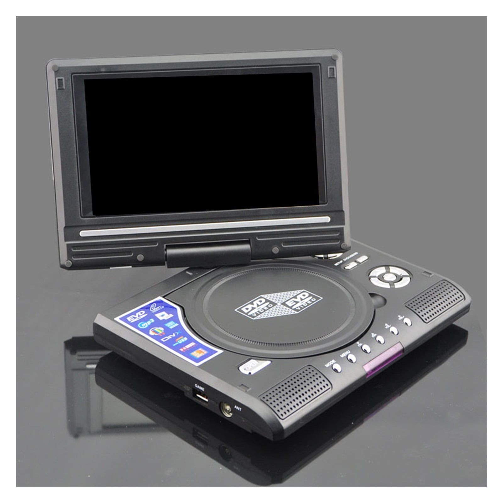 Mini DVD Player 7.8 inch Multimedia CD Disc 270 Degree Rotation Screen with Remote Control Travel - Silent & Shockproof Tech