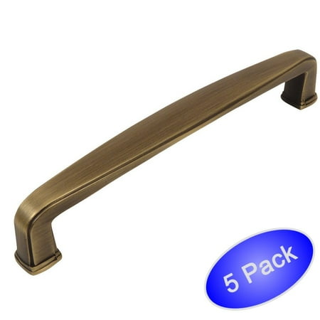 - Cosmas 4392-160BAB Brushed Antique Brass Modern Cabinet Hardware Handle Pull - 6-5/16