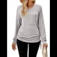 thumbnail image 2 of Camisetas para Mujer, Larga, Cuello en V, Básicas, Informales, Holgadas, Suaves, para Otoño. Gris XXL, 2 of 10