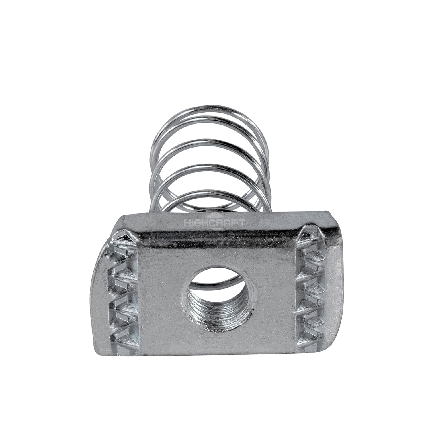 Highcraft 5/8" X 1-3/8" Threaded Strut Channel Nuts W/ Long Spring, Steel 50 Pk