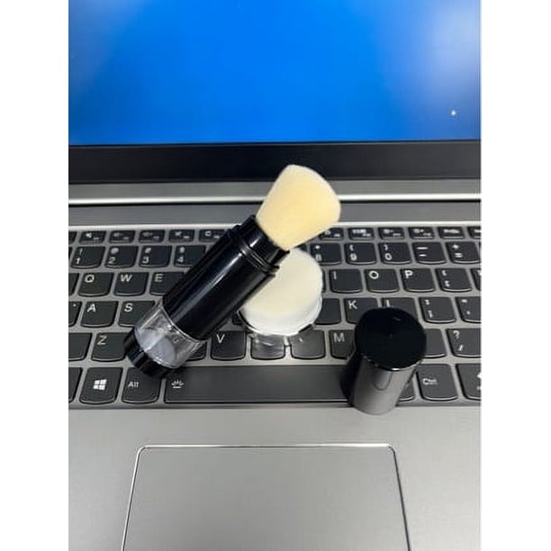 Brocha de maquillaje retráctil, brocha para base con botella recargable para polvos sueltos, para contorno de color, rubor y cosméticos en color negro.