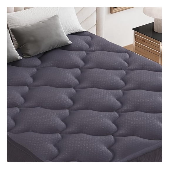 Pillow Top Mattress Topper Queen Size, Mattress Pad Cover with 8-21 Inch Deep Pocket, Bed Mattress Protector for Back Soft Breathable Overfilled Down Filling, Grey
