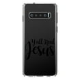 thumbnail image 1 of DistinctInk Clear Shockproof Hybrid Case for Samsung Galaxy S10+ PLUS (6.4" Screen) - TPU Bumper Acrylic Back Tempered Glass Screen Protector - Y'All Need Jesus - Black, 1 of 2