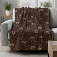 thumbnail image 2 of Brown Floral Blanket Soft Cozy Warm Throw Blanket for Couch, Plush Fuzzy Flannel Fleece Blankets for Sofa, Vintage Spring Botanical Flowers Bed Blankets Lightweight Gifts for Women, 50"x60", 2 of 9