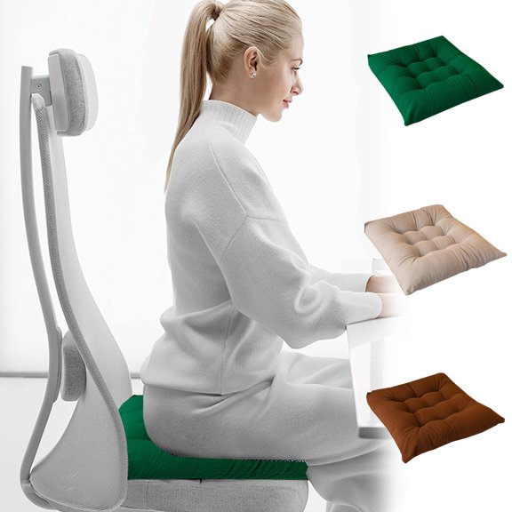 Corduroy Chair Cushion 17.7" x 17.7" Soft Seat Pad for Dining Chairs, Floor, Living Room, and Office, Spandex Blend, Anti-Deformation, Multiple Colors