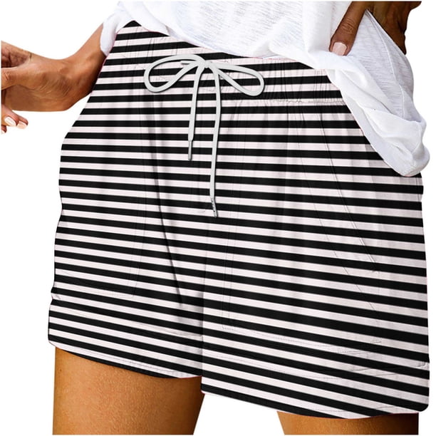 Mujeres Pantalones Cortos con Bolsillos Impresos Detalle Vendaje, Casual Y Suelto Ajuste Pantalones Cortos de las Mujeres para el Verano