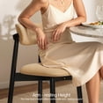 thumbnail image 3 of Dining Chair Set of 4, Upholstered Wooden Dining Chairs with Curved Back, Modern Fabric Kitchen Side Chairs, Khaki/Black, 3 of 7