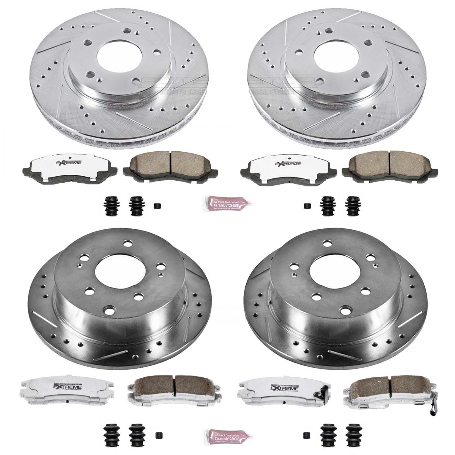 PowerStop Front and Rear Z26 Street Warrior Carbon-Fiber Ceramic Brake Pad and Drilled and Slotted Rotor Kit Fits: MITSUBISHI Select Models K2395-26