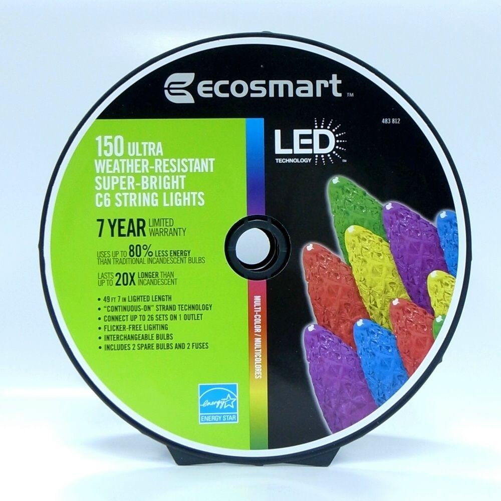 EcoSmart 150Light LED C6 String in Multi