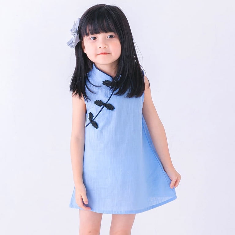 Baby Girl Sleeveless Cheongsam Dress Chinese Style Tang Suit Cotton Robes -  Walmart.com