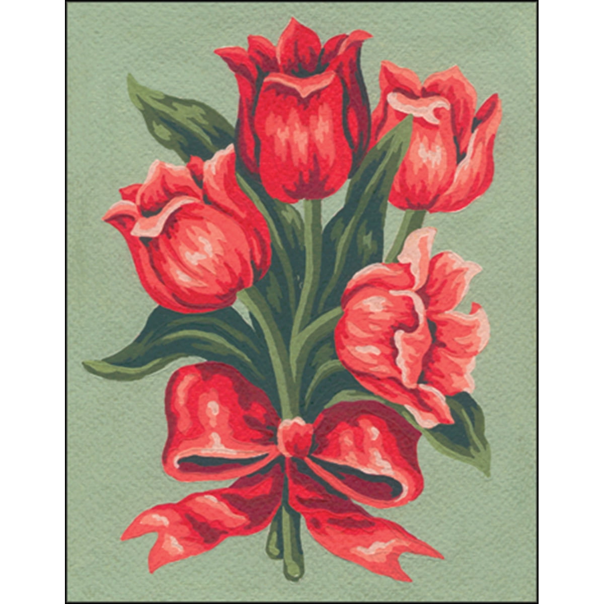 Collection D'Art Stamped Needlepoint Kit 20X25cmRed Tulip Bouquet