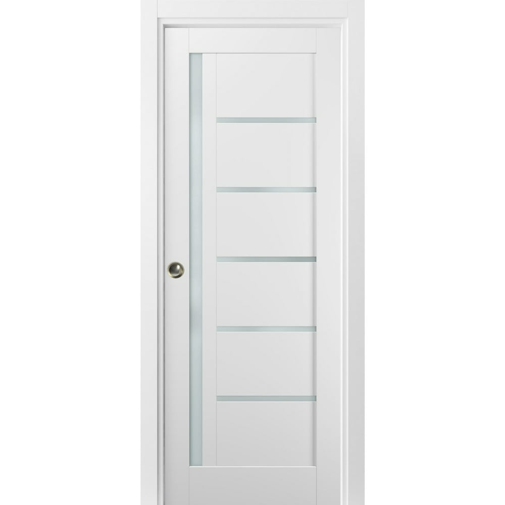 Panel Lite Pocket Door 28 x 96 with Frames | Quadro 4088 White Silk ...
