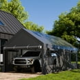 thumbnail image 4 of Walsunny Carport with 4 Sandbags 10x20 ft Heavy Duty Canopy with Roll-up Windows Portable Garage with Removable Sidewalls & Doors Car Canopy Gray, 4 of 10