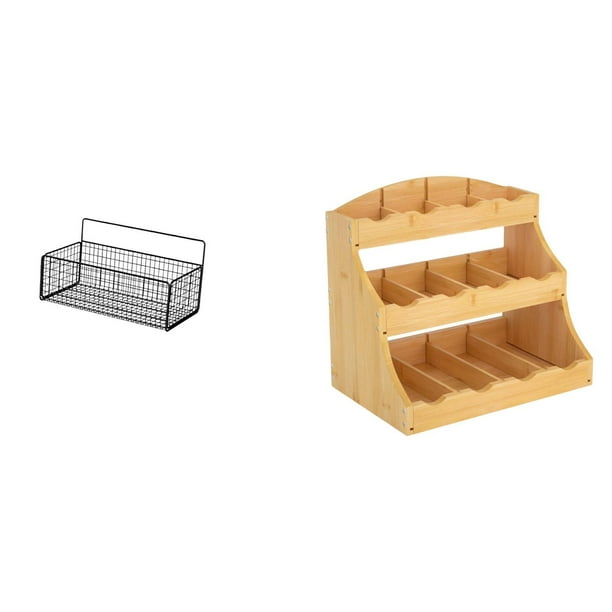 Organizador De Pared Flotante De Metal, Cesta Y Soporte Para Bolsitas De Té Y Cápsulas De Café, Estante Para Condimentos Para Cocina, Baño, Encimera, Sala De Estar, Soporte De Almacenamiento.