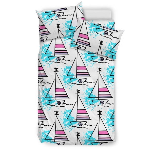 Juego de cama con estampado de veleros