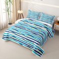 thumbnail image 3 of Manfei Marine Fish Bed Spread Queen, Abstract Striped Queen Coverlet Set, Blue, 3pcs, 1 Quilt and 2 Pillowcases, 3 of 7
