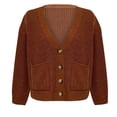 thumbnail image 4 of Moda mujer Casual manga larga cuello en V sólido señoras tejido suéter Tops Fridja  fksj2599, 4 of 6