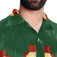 thumbnail image 5 of Christmas Font Men's Casual Printed Button Down Short Sleeve Poplin Hawaiian Beach Shirt with Spread Collar Tops, 5 of 6