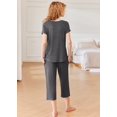 thumbnail image 4 of EKOUAER Pajamas for Women Set Short Sleeve Pj Sets Pullover Tops & Capri Pants 2 Piece Sleepwear Loungewear, 4 of 6