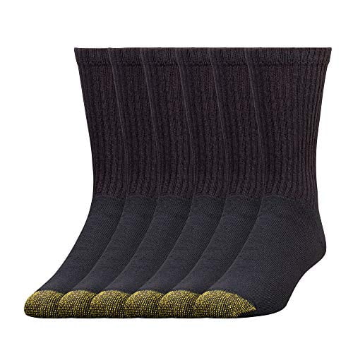 Gold Toe Men's 656s Cotton Crew Athletic Socks, Multipairs, Black (6