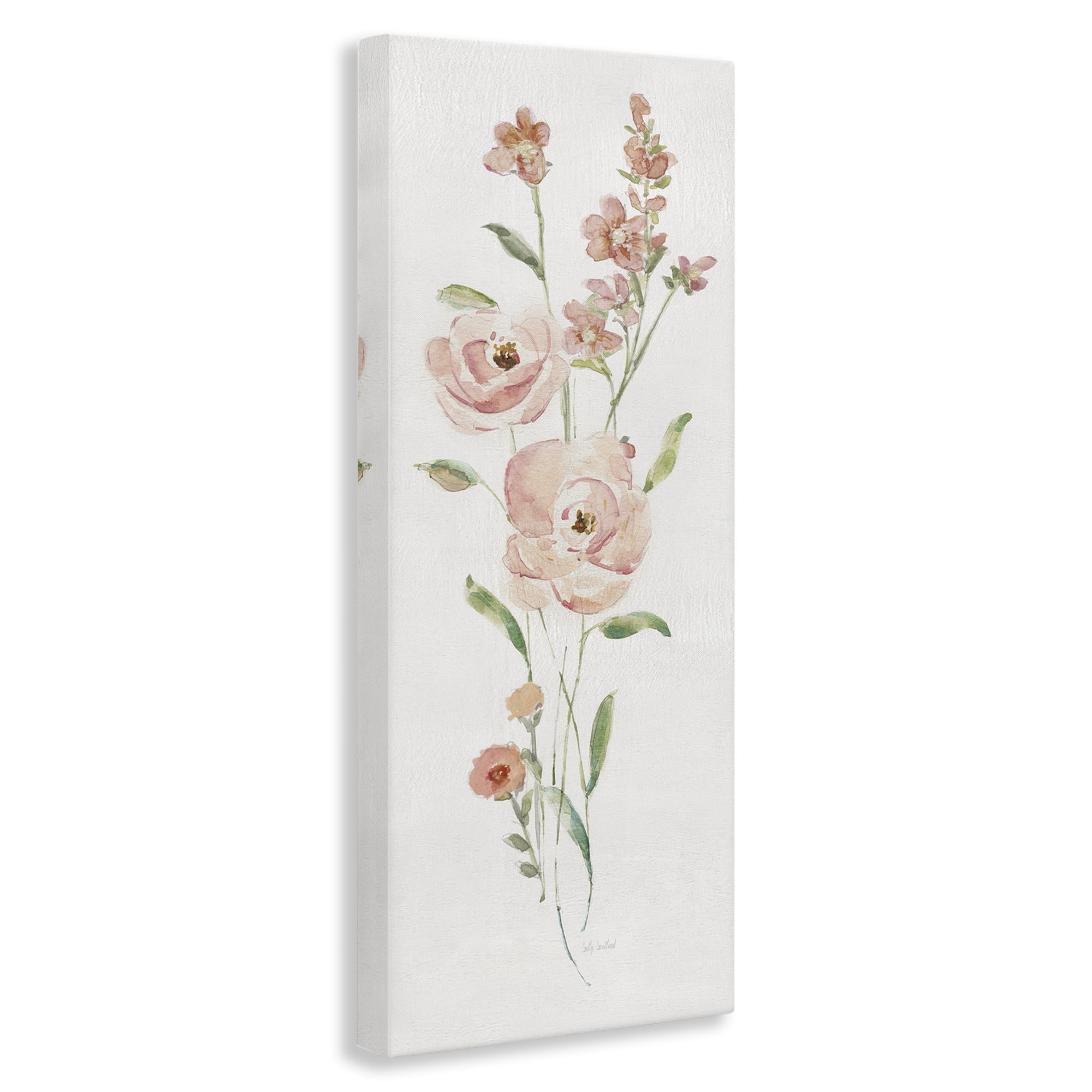 Stupell Industries Pastel Rose Sprigs Botanical & Floral Painting Gallery Wrapped Canvas Art Print Wall Art, 17 x 40