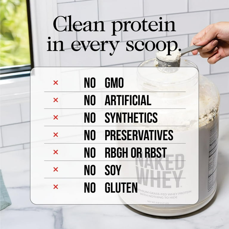 grass fed undenatured whey protein glutathione NAKED WHEY 5LB 100% Grass Fed Unflavored Whey Protein Powder - Only 1  Ingredient, Undenatured - No GMO, Soy or Gluten - No Preservatives