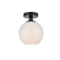 thumbnail image 3 of Living District Baxter 1-Light Metal & Glass Flush Mount in Black/Frosted White, 3 of 3