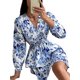 thumbnail image 4 of SAYOO, minivestido acampanado a la moda para mujer, vestido de manga larga con cuello en V y estampado Floral, vestido informal con cintura elástica para primavera y otoño SAYOO  moda, 4 of 7