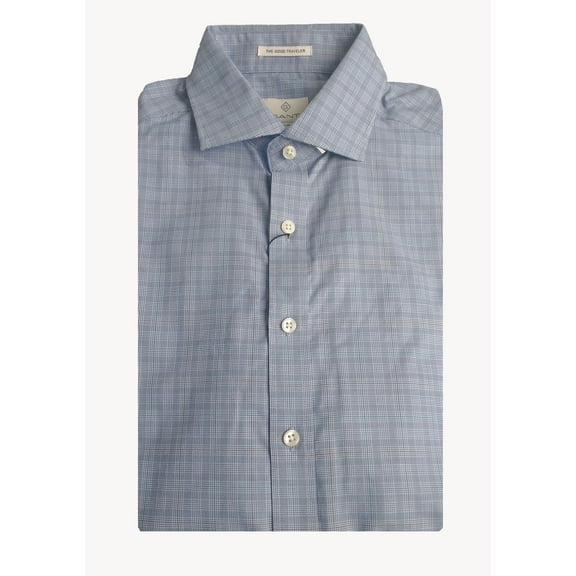 GANT DIAMOND G Men's Marine Stretch Broadcloth Check Shirt 3051104 Size 40