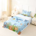 thumbnail image 5 of jejeloiu Watercolor Ocean Life Twin Sheets,Whale Print Bedding For Boys,Blue White,3pcs,1 Fitted Sheet and 1 Pillowcase, 5 of 6