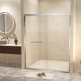 thumbnail image 3 of 44-48" W x 72" H Aluminum Frame Double Sliding Shower Door, 1/4" Tempered Glass, Brushed Nickel, 3 of 12