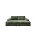thumbnail image 4 of Convertible Combination Sofa, Corduroy Fabric, Fluffy Modern Sleeper Sofa Chair, Oversized Combination Living Room Double Lounge Chair (Green), 4 of 9