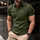 thumbnail image 1 of Camisetas Elvqul de Hombre Verde del Ejército Playa Manga Corta Liso con Solapa Botones, 1 of 5
