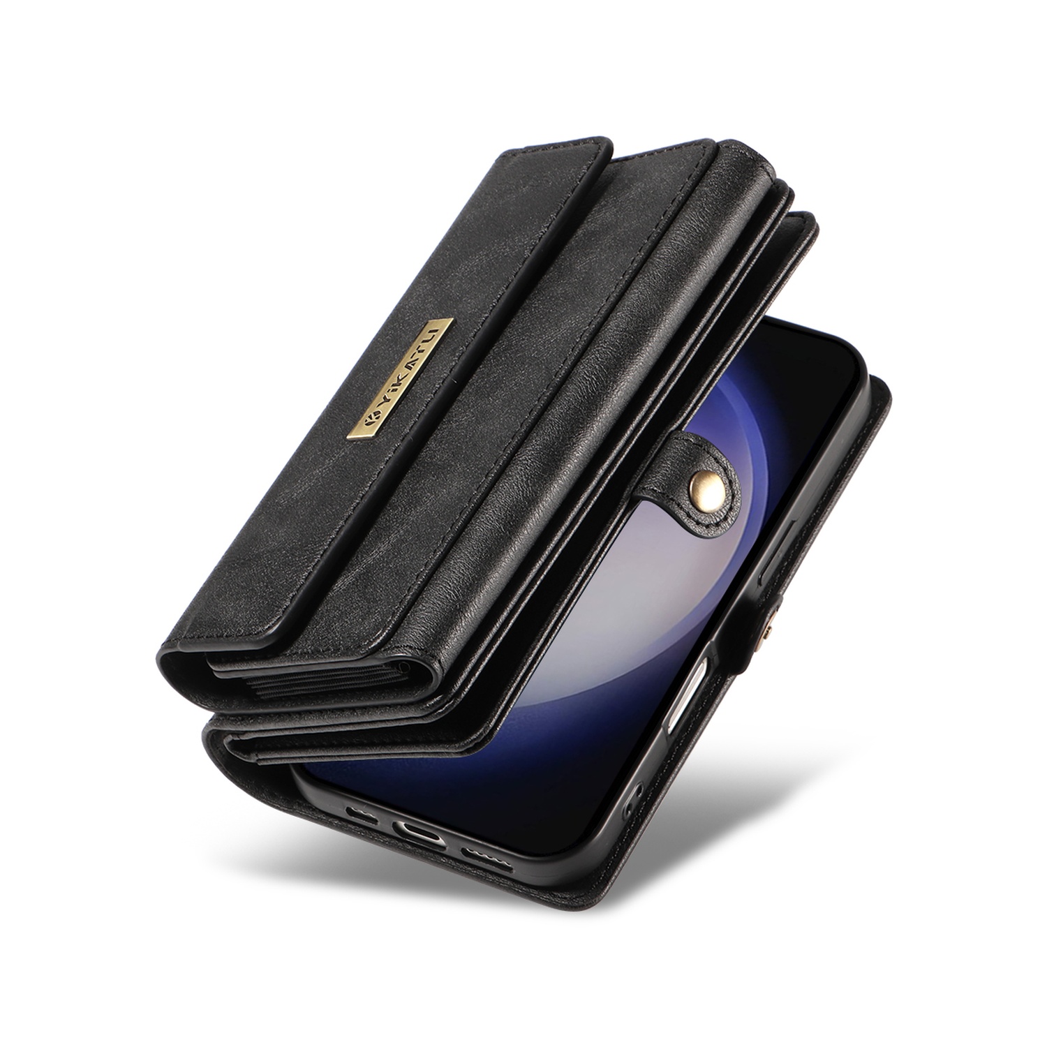 Dteck for Samsung Galaxy S25 FE Case Wallet with RFID Blocking Card Holder for WomenMen, PU Leather Magnetic Snap Flip Zipper Strap Crossbody Wallet Phone Cover 6.7",Black