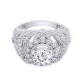 thumbnail image 4 of 3.35 CT Round Cut Simulated White Diamond Cluster Engagement Ring In 14K White Gold Plated 925 Sterling Silver (Color: White, Clarity: VVS1-VVS2, 3.35 Cttw) -8, 4 of 8