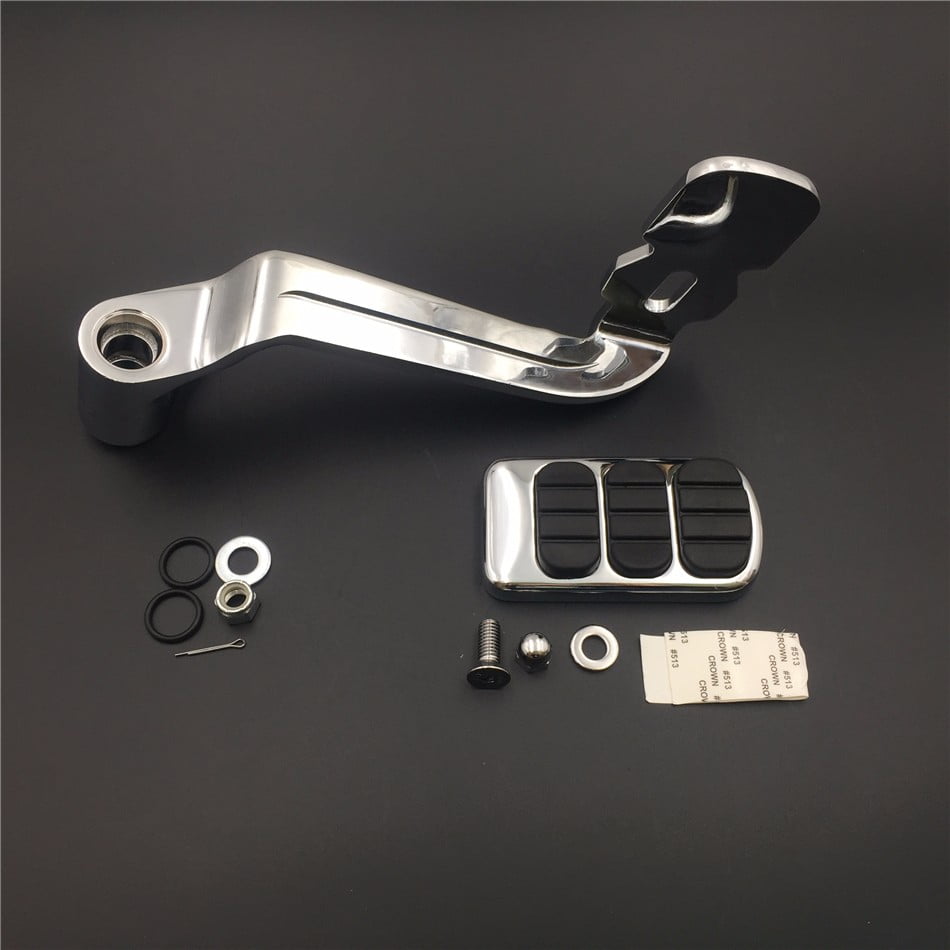 HTT Motorcycle Chrome Billet Rear Brake Lever Brake Pedal Foot Lever with Foot Peg Airflow Fit