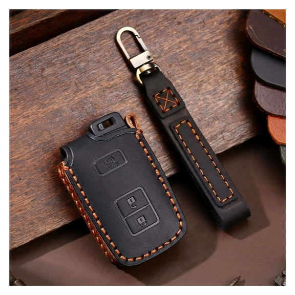 SUGUANGHUI Leather Smart Car Key Cover Case Fob Holder For Toyota 4 Runner Tundra Tacoma