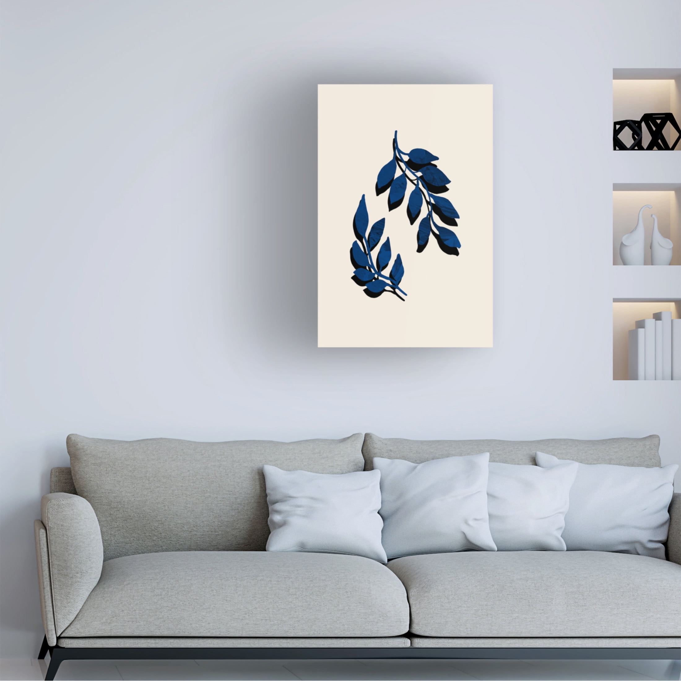 Canvas Wall Art - Pictufy Studio 'Blue Twig Brush' Wall Art for Living Room, Bedroom, or Office Décor by Trademark Fine Art - 16 x 24 Inches