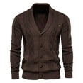 thumbnail image 1 of CEHVOM Men's Sweater Cardigan Solid Color Lapel Long-Sleeved Knitted Jacket, 1 of 3
