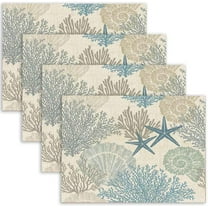 Beach Coral Placemats Set of 4 Coastal Placemats Heat Resistant Non-Slip Dining Placemats Washable Table Mats for Home Kitchen Décor