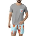 thumbnail image 1 of Ensembles de Pyjamas 2 Pcs pour Hommes Ultra Doux Texturés Costumes Athlétiques Extensibles Col Rond Manches Courtes Chemises Athlétiques Extensibles Séchage Rapide Vêtements de Détente Shorts Ensembles d'Été Hommes 2 Pcs Chemise de Nuit, 1 of 6