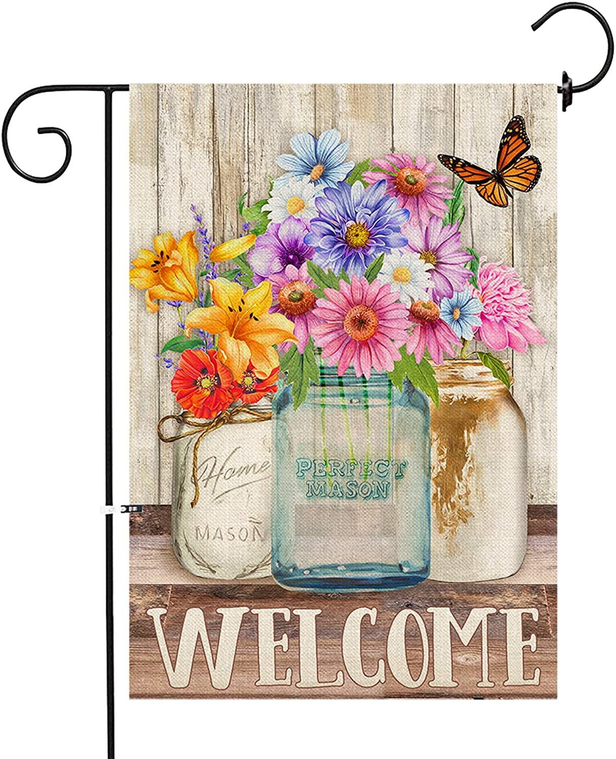 Welcome Daisy Garden Flag Floral Spring Decorative Small Gift Yard House Banner 
