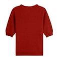 thumbnail image 3 of Breathable Cotton Summer Sweater Women's Short Sleeve V-Neck Pullover Soft Lightweight Knit Blouse for Travel & Lounging Red M, 3 of 4