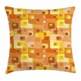 thumbnail image 1 of Retro Throw Pillow Cushion Cover, Abstract Square Pattern Rounded Funky Geometric Modern Ornament Tiled Illustration, Decorative Square Accent Pillow Case, 18 X 18 Inches, Multicolor, by Ambesonne, 1 of 2