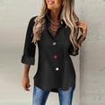 thumbnail image 2 of Summer Savings Clearance Xunlbb Women's Casual Fashion Loose Long Sleeve Turndown Collar Tops Blouse ,T-shirt Tunic Tops Black, 2 of 9