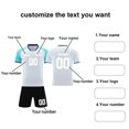 thumbnail image 4 of Custom Football Kit Set for Adult and Child, Name Number Team Logo DIY Family Match Personalized Jersey Shirt Shorts Set, Dad and Son Matching Outfits Light Blue XXXXL, 4 of 6