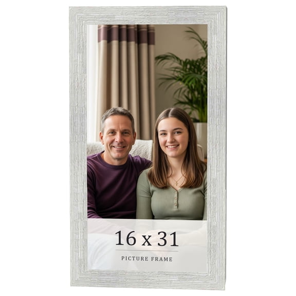 16x31 Frame White Real Wood Picture Frame Width 1.5 inches | Interior Frame Depth 0.5 inches | Barn