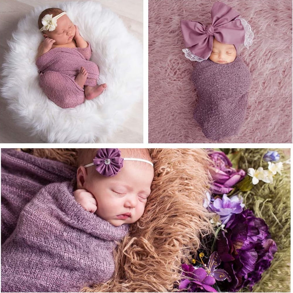 PENGXIANG 2 Pcs Newborn Baby Photography Props Elastic Knitted Photographic Swaddling Clothes Soft And Breathable Blanket Wraps For Infant Boys Girls