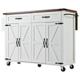thumbnail image 4 of K&K 53" Farmhouse Kitchen Island - White with Power Outlet & Wheels, 4 of 8