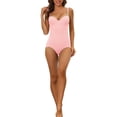 thumbnail image 2 of Unique Bargains Women's Straps Leotard Tummy Slimmer Bodysuit Shapewear with Bra S Pink, 2 of 5